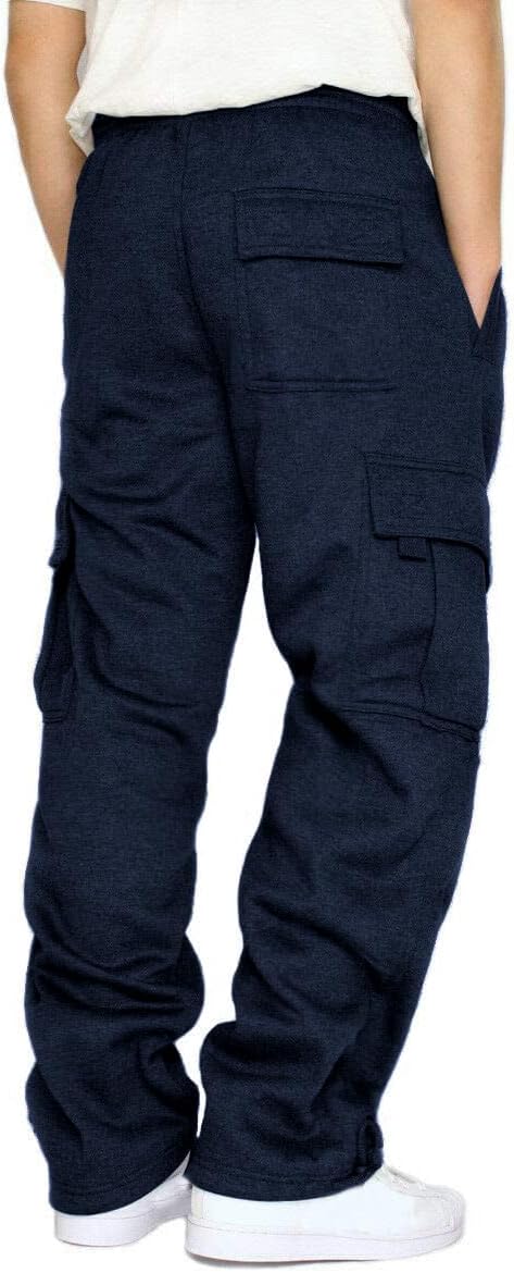 Men's Cargo Sweatpants Casual Fleece Joggers Loose Fit Open Bottom Athletic Pants for Men with Pockets