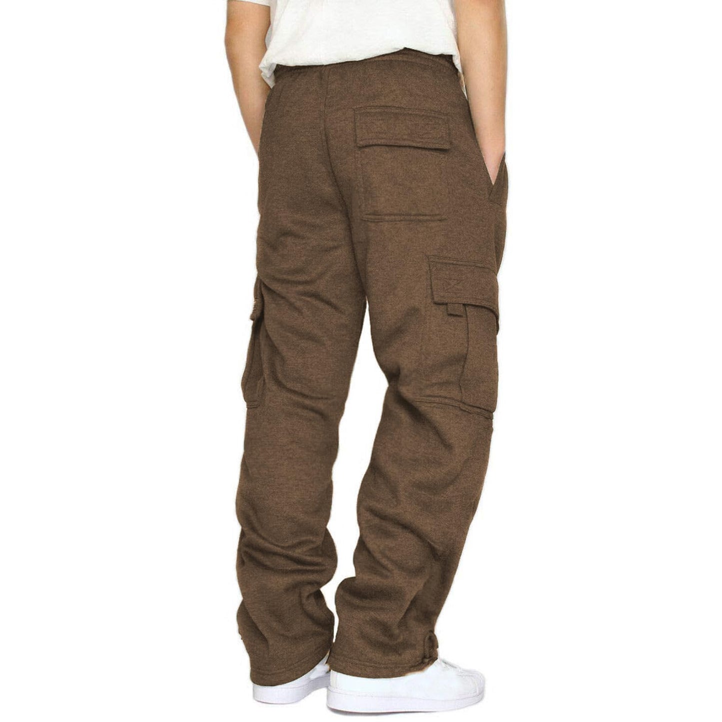 Men's Cargo Sweatpants Casual Fleece Joggers Loose Fit Open Bottom Athletic Pants for Men with Pockets