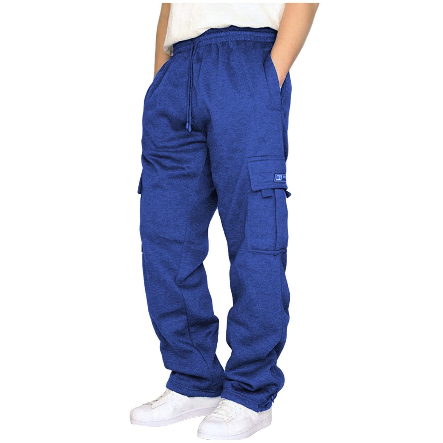 Men's Cargo Sweatpants Casual Fleece Joggers Loose Fit Open Bottom Athletic Pants for Men with Pockets