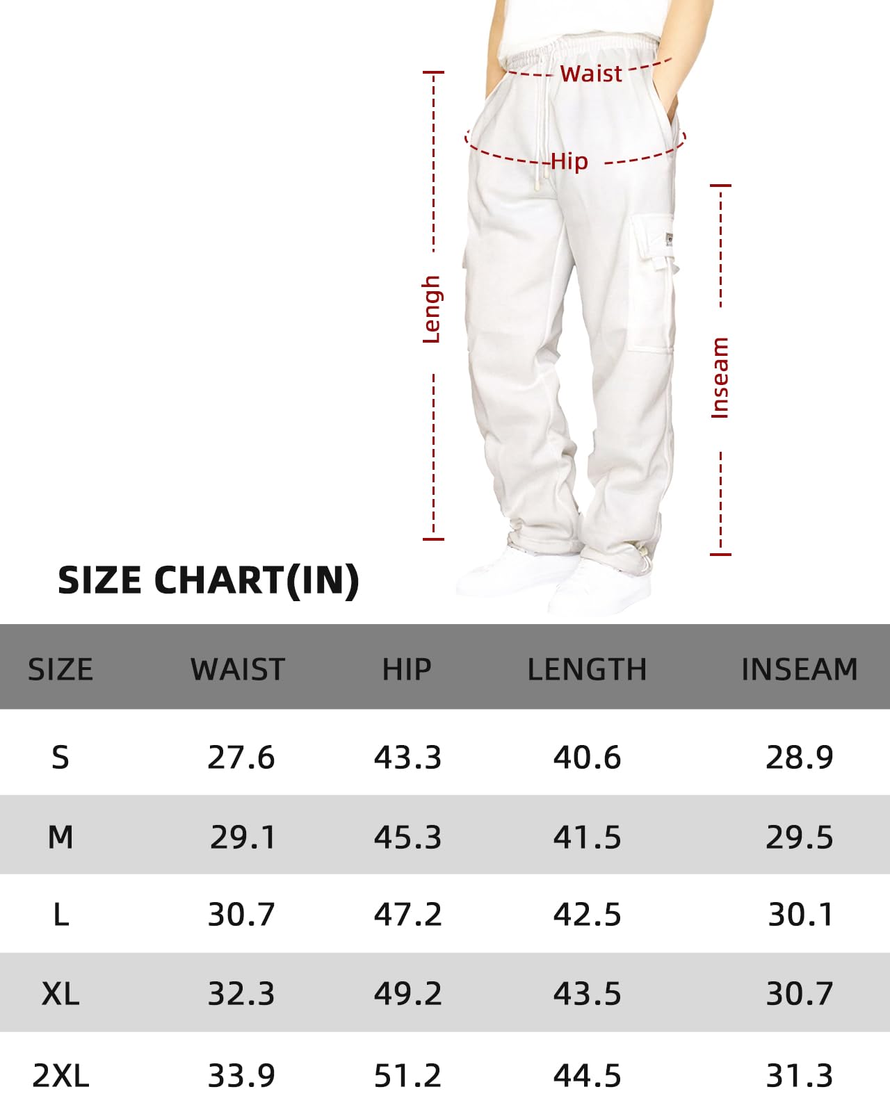 Men's Cargo Sweatpants Casual Fleece Joggers Loose Fit Open Bottom Athletic Pants for Men with Pockets