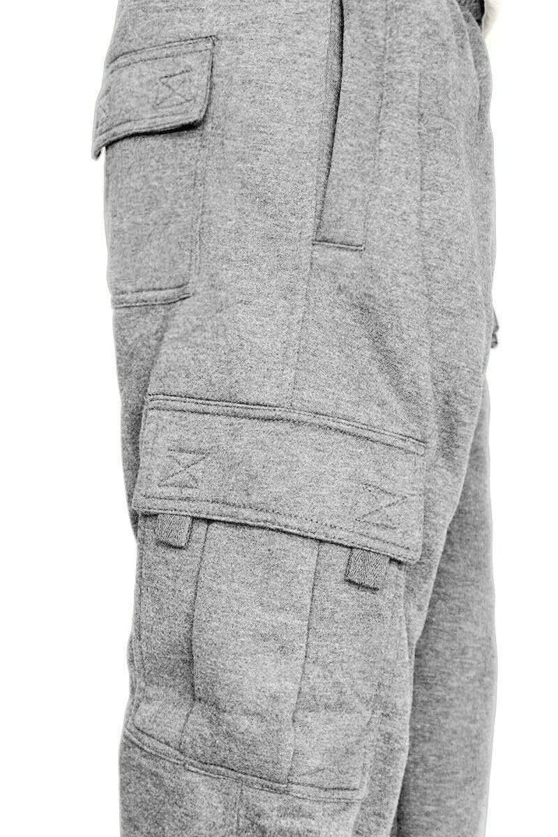 Men's Cargo Sweatpants Casual Fleece Joggers Loose Fit Open Bottom Athletic Pants for Men with Pockets