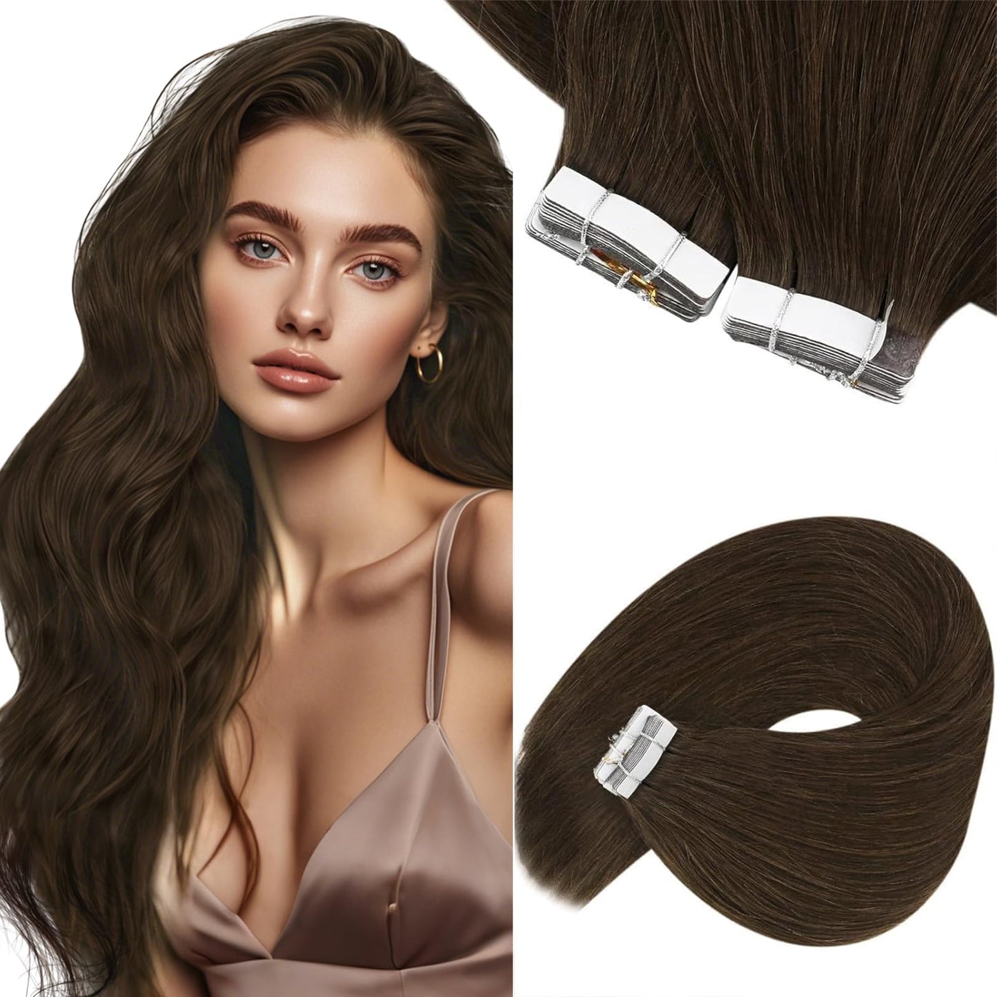 Sunny Hair Black Tape in Extensions Real Human Hair Ombre Tape in Real Human Hair Extensions Natural Black to Silver Grey Balayage Tape Human Hair Extensions Ombre Long Hair for Women 20pcs 50g 22inch