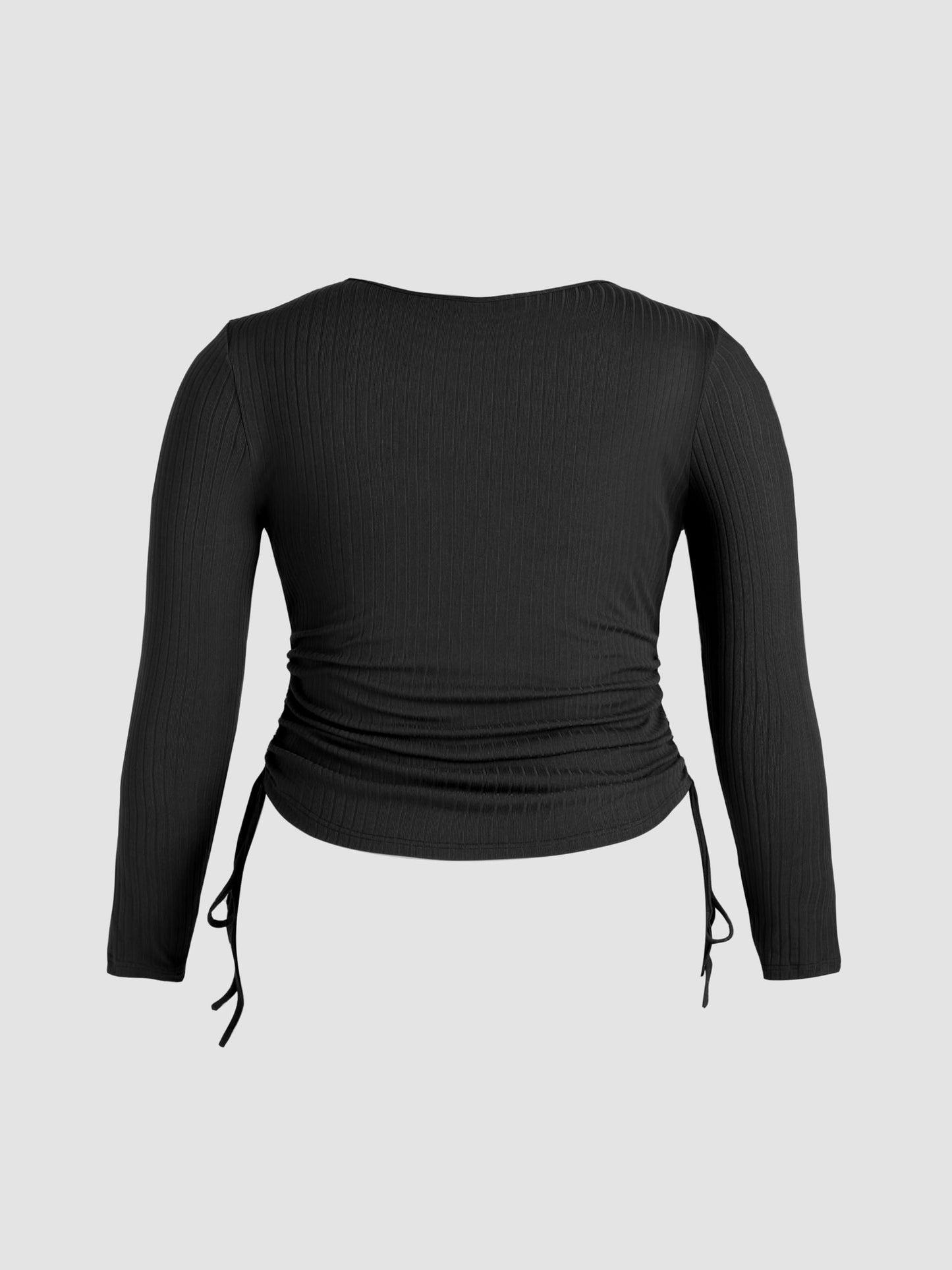 CIDER Women’s Plus Size Long Sleeve Shirts V Neck Drawstring Side Cute Fitted Tops Basic Tee